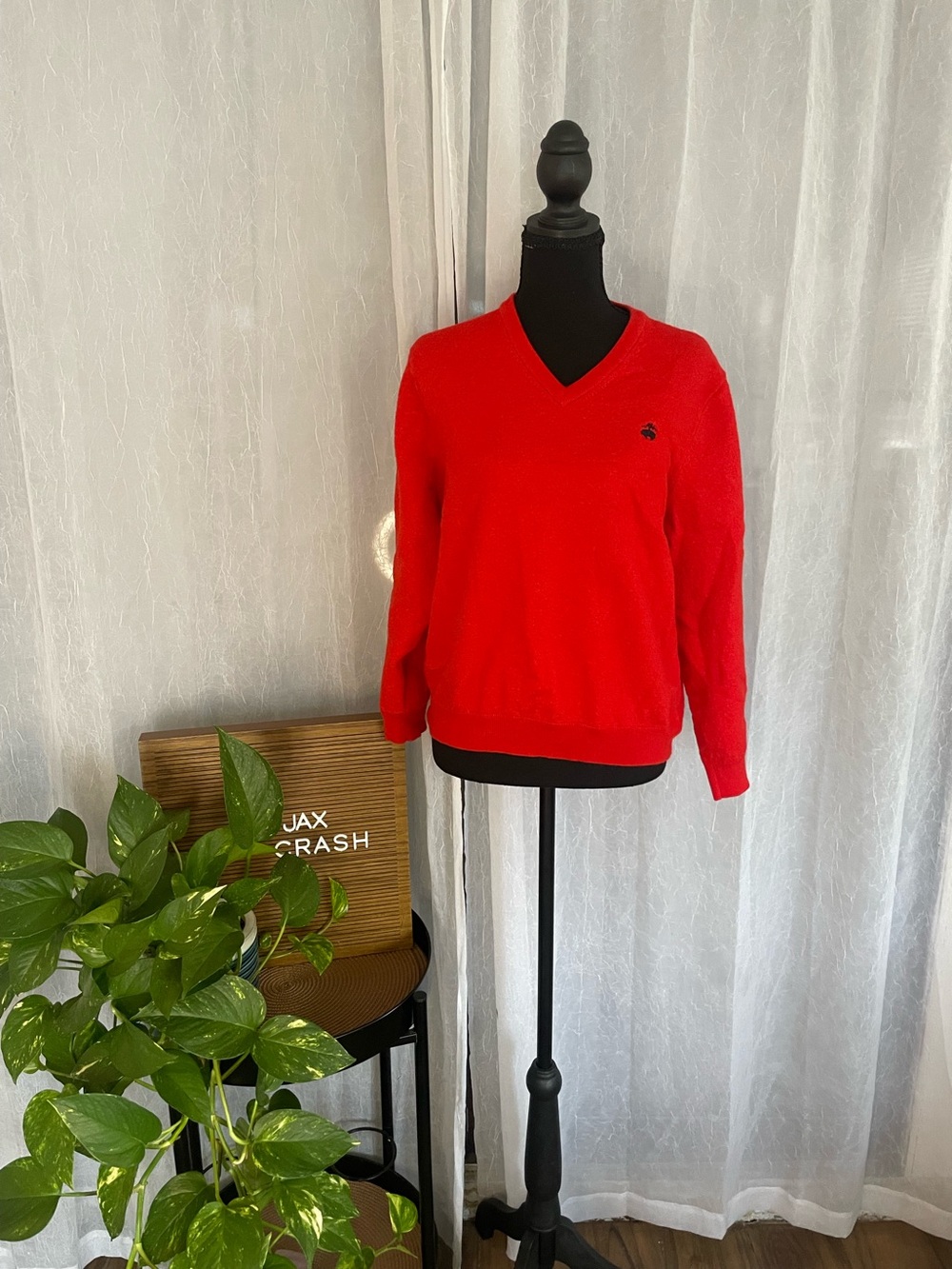 Brooks Brothers Bright Red V-Neck Sweater